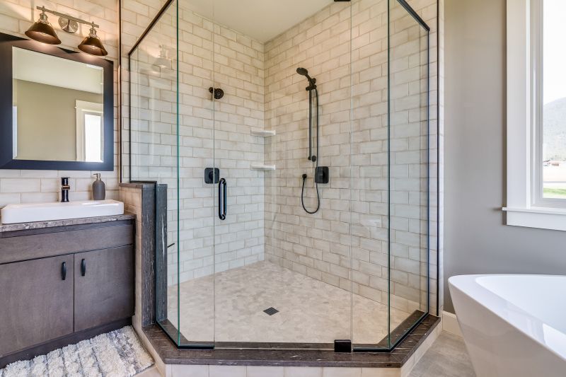 Black Framed Shower with Clear Glass